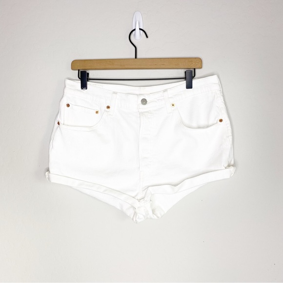 Levi's Pants - Levi’s Original 501 Button Fly Denim Cuffed Shorts White Size 33
